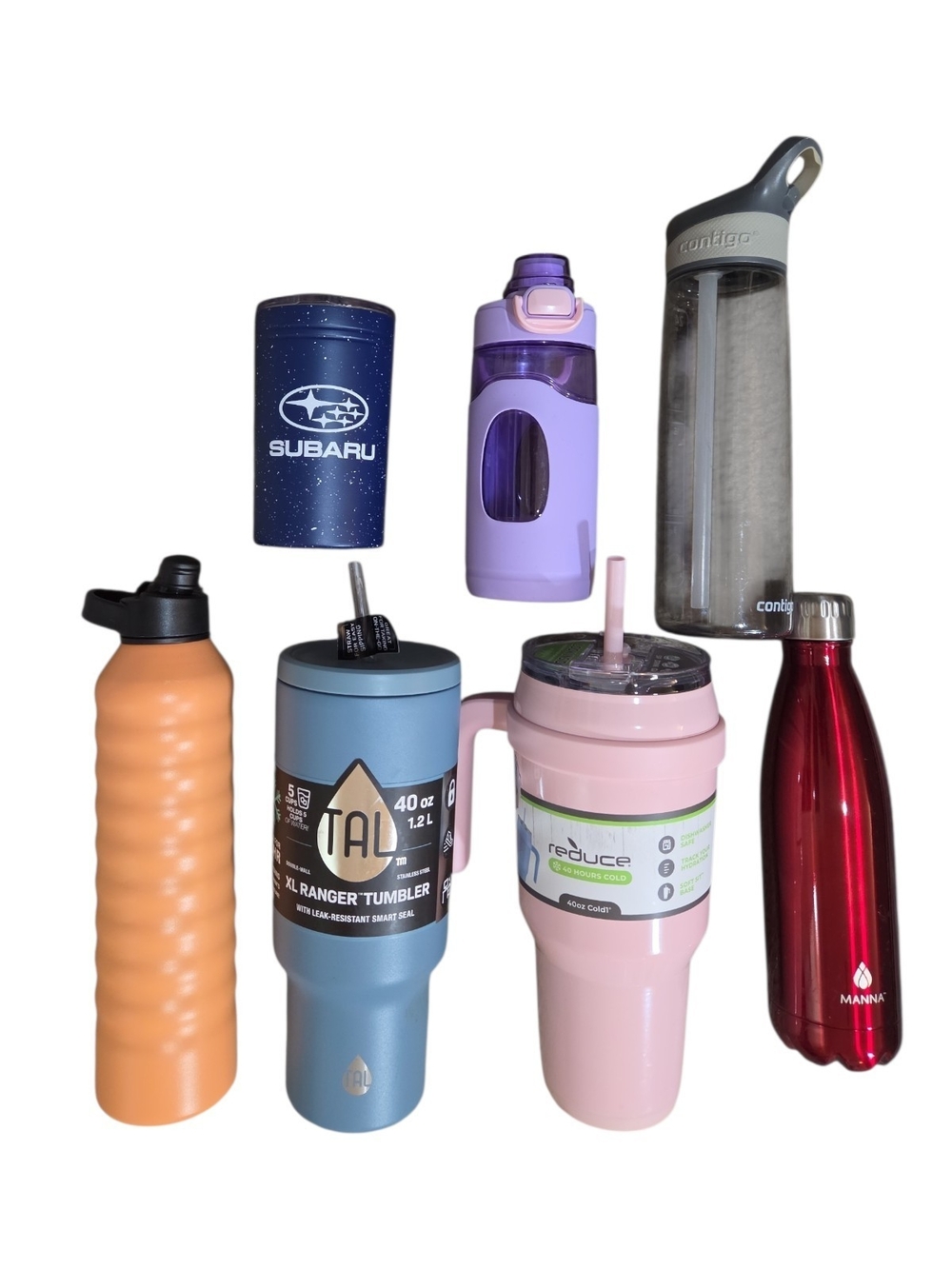 Assorted Reusable Drink Bottles & Tumblers - Multi-Color Lot